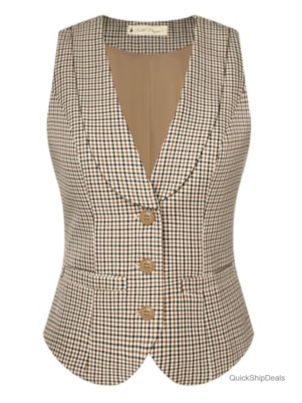 Womens Suit Vest Dressy Lapel Collar Waistcoat with Adjustable Back Strap